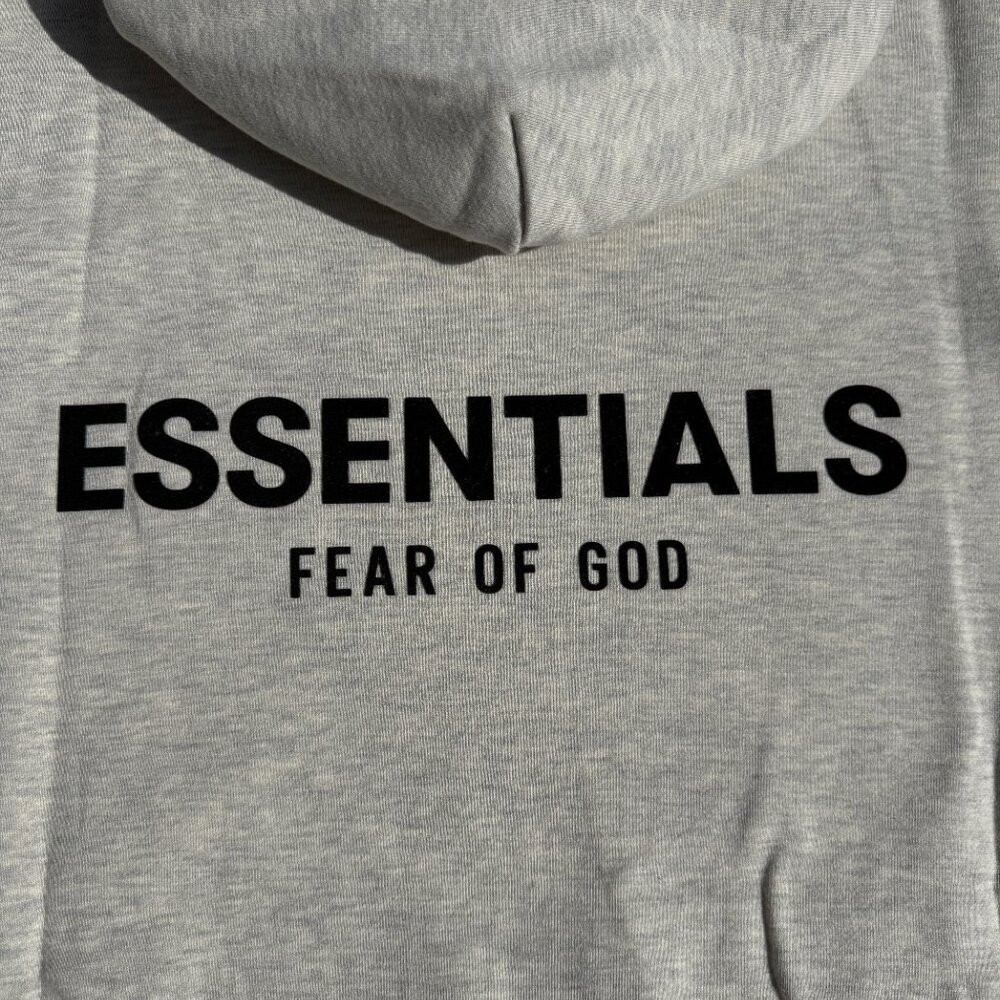 Fear of God Essentials Hoodie Grey Light Oatmeal Size Large - Picture 12 of 16